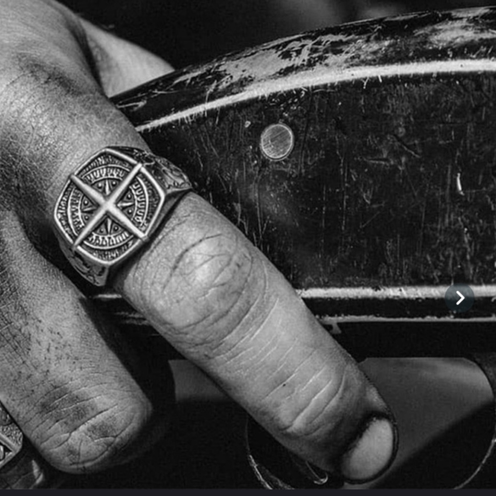 Stainless COMPASS RING - Picture 2 of 5